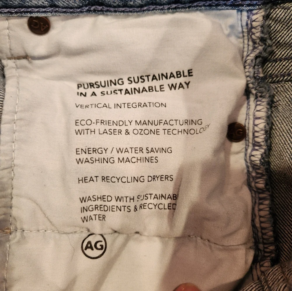 AG Contour 360 Kinsley High-Rise Pop Crop Raw Hem Jeans Size 24 Medium Wash Fray
